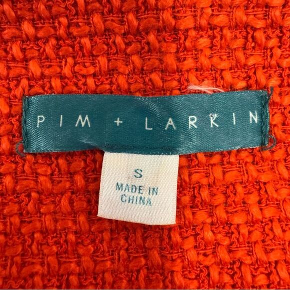 Pim + Larkin Orange tweed Open Front Preppy Office Blazer size S - Picture 4 of 9